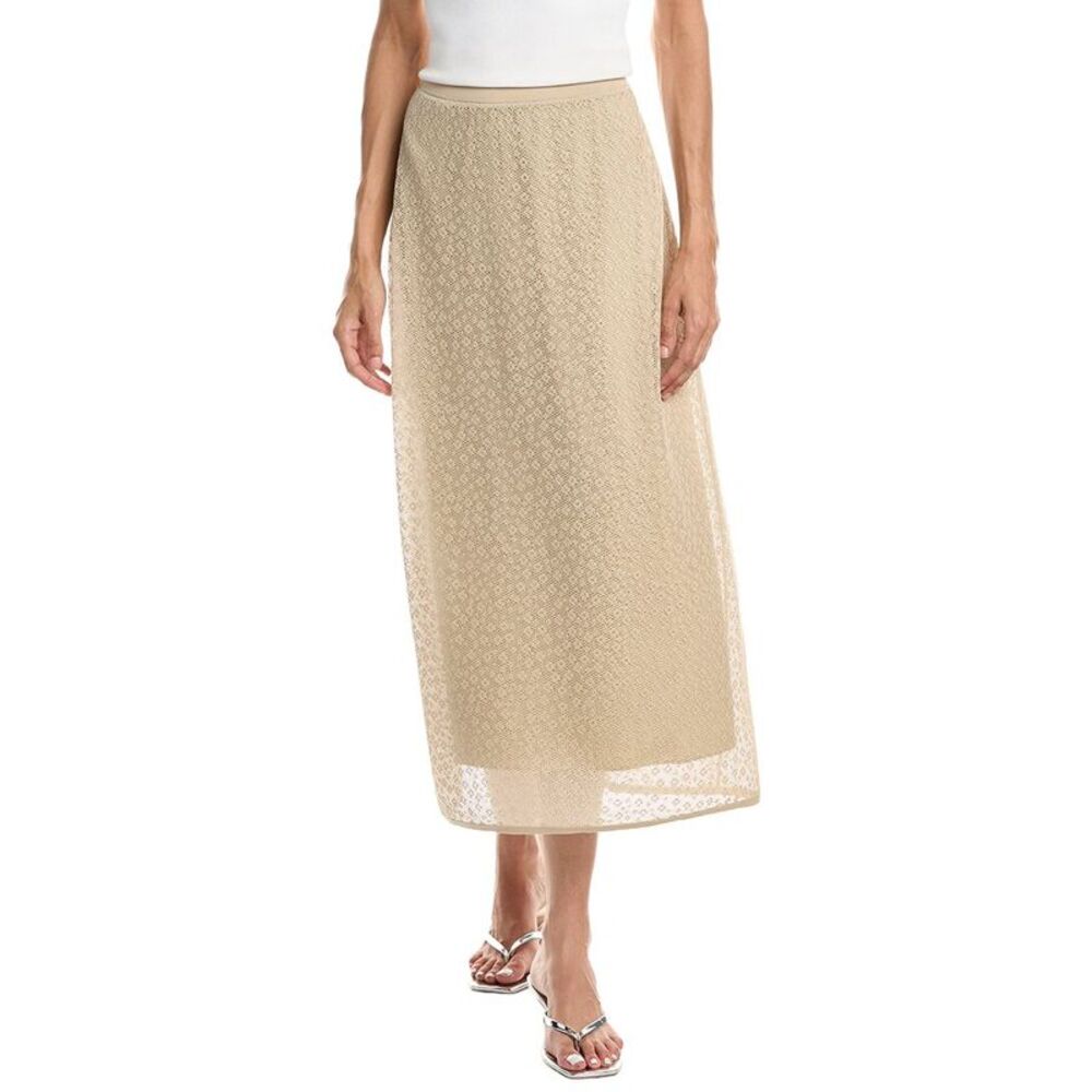Theory Womens  Floral Lace Midi Skirt, Brown
